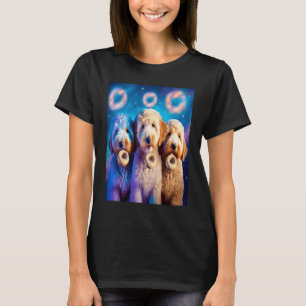 Goldendoodle In Space With Doughnuts Cute Doodle B T-Shirt