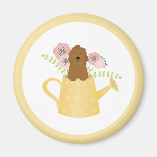 Goldendoodle In Watering Can Yellow  Magnet