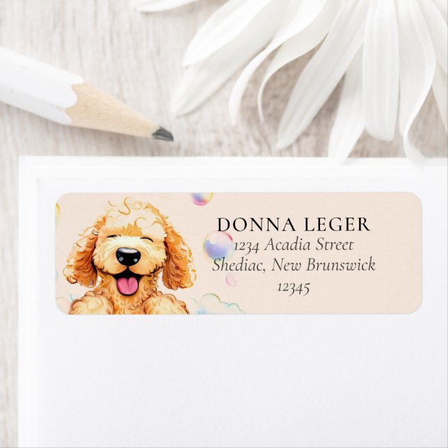 Goldendoodle Labradoodle Chien Adresse personnalis (En situation)
