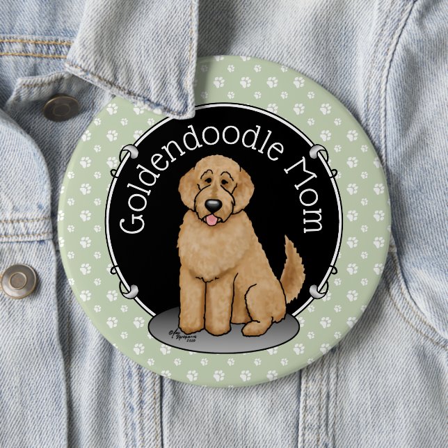 Goldendoodle Mom Doodle Mom (golden red) Dog mom 6 Inch Round Button (In Situ)