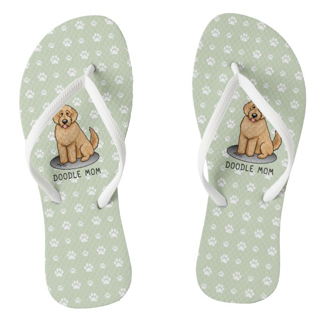 Goldendoodle Mom Doodle Mom (golden red) Dog mom Flip Flops (Footbed)