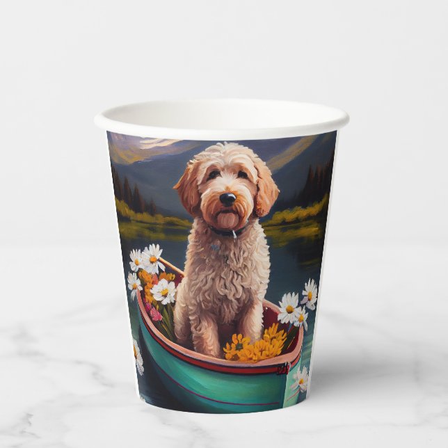 Goldendoodle on a Paddle: A Scenic Adventure Paper Cups (Front)