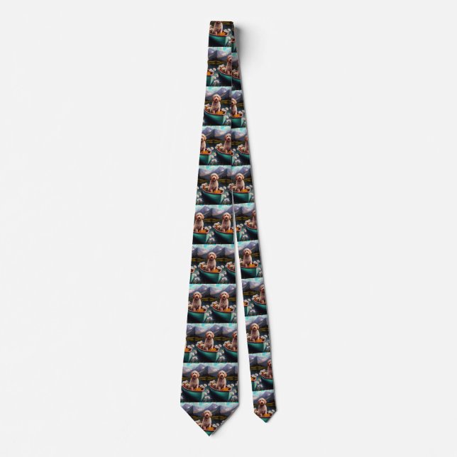 Goldendoodle on a Paddle: A Scenic Adventure Tie (Front)