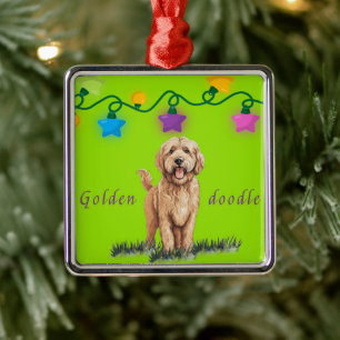 Goldendoodle Ornament on Green