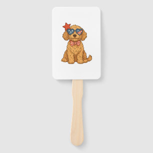 Goldendoodle Patriotic Clipart Hand Fan