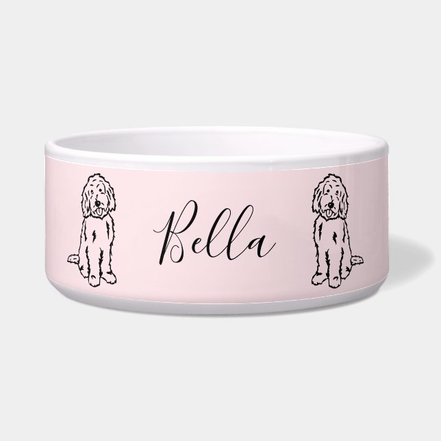 Goldendoodle Personalized Dog Water Bowl (Front)