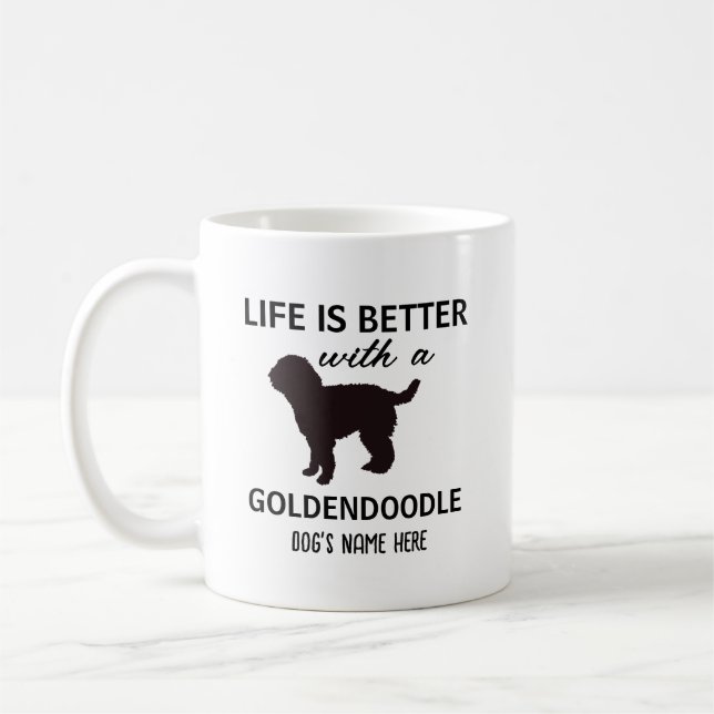 Goldendoodle Personalized Life is Better Coffee Mug (Left)