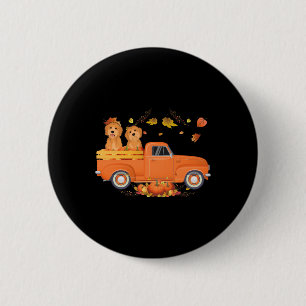 Goldendoodle Pumpkin Truck Fall Leaf Thanksgiving 2 Inch Round Button