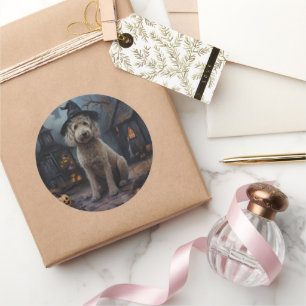 Goldendoodle Pumpkins Halloween Scary Classic Round Sticker