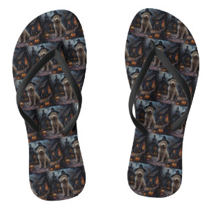 Goldendoodle Pumpkins Halloween Scary Flip Flops