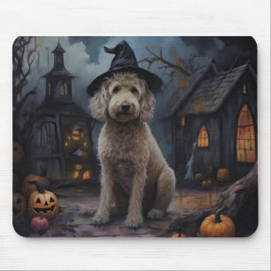 Goldendoodle Pumpkins Halloween Scary Mouse Pad