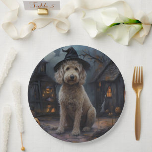 Goldendoodle Pumpkins Halloween Scary Paper Plate