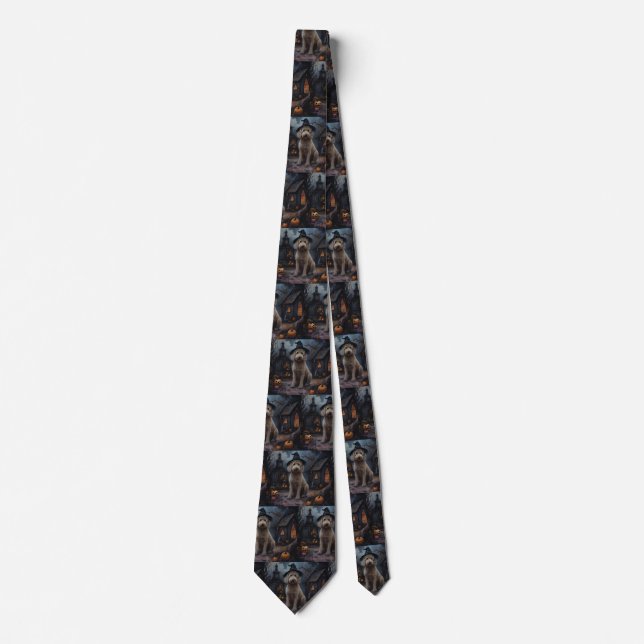 Goldendoodle Pumpkins Halloween Scary Tie (Front)