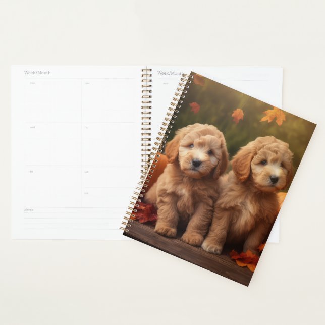 Goldendoodle Puppy Autumn Delight Pumpkin  Planner (Display)