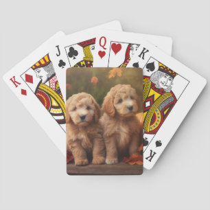 Goldendoodle Puppy Autumn Delight Pumpkin  Playing Cards