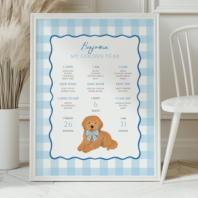 Goldendoodle Puppy Dog 1st Birthday Milestone  Poster (Creator Uploaded)