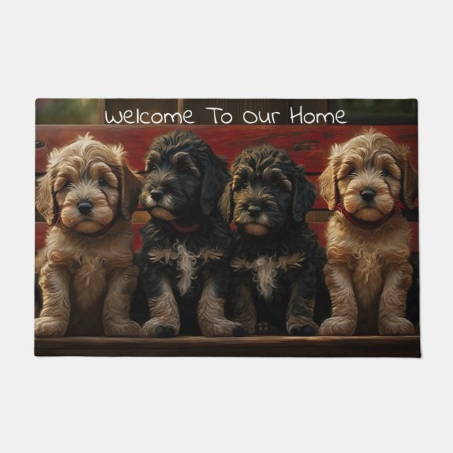 Goldendoodle Puppy Door Mat (Front)
