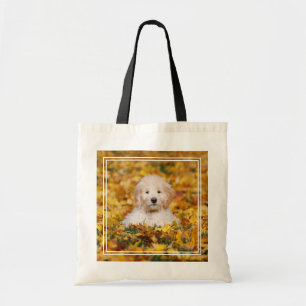 Goldendoodle Puppy In Fall Leaves Tote Bag