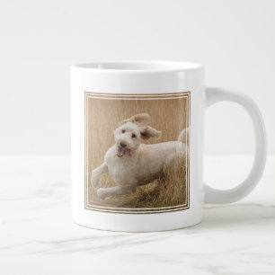 Goldendoodle Runs Through Grass Large Coffee Mug
