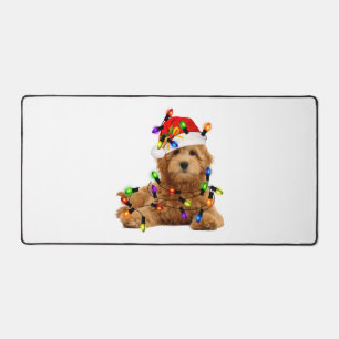 Goldendoodle Santa Dog Desk Mat