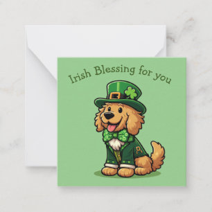 Goldendoodle sharing an Irish Blessing Card