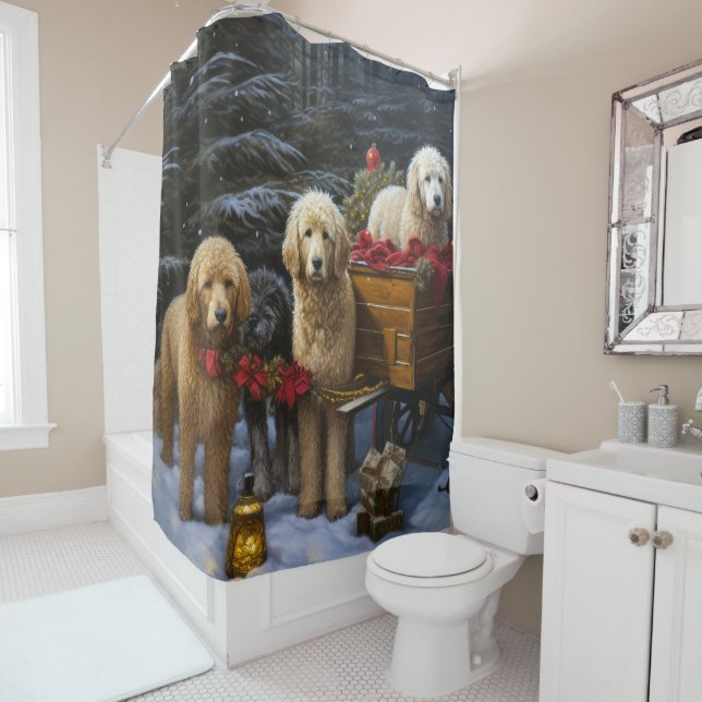 Goldendoodle Snowy Sleigh Christmas Decor   (In Situ)