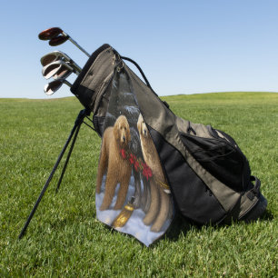 Goldendoodle Snowy Sleigh Christmas Decor   Golf Towel