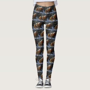 Goldendoodle Snowy Sleigh Christmas Decor Leggings