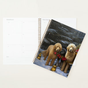 Goldendoodle Snowy Sleigh Christmas Decor Planner