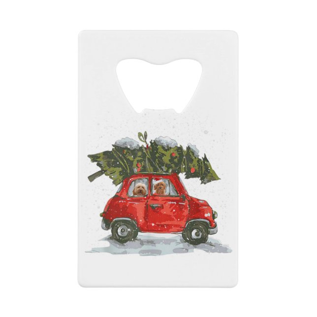 Goldendoodle sur camion rouge xmas joyeux noël (Devant)