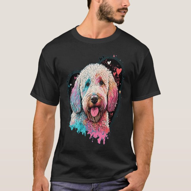 Goldendoodle Valentines Day Cute Dog  Heart Silhou T-Shirt (Front)