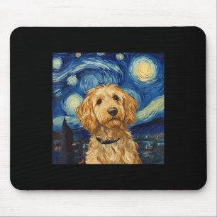 Goldendoodle Van Gogh Starry Night Mouse Pad