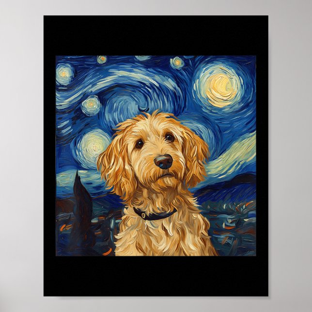 Goldendoodle Van Gogh Starry Night  Poster (Front)