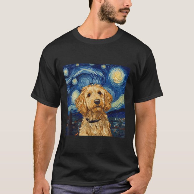 Goldendoodle Van Gogh Starry Night  T-Shirt (Front)