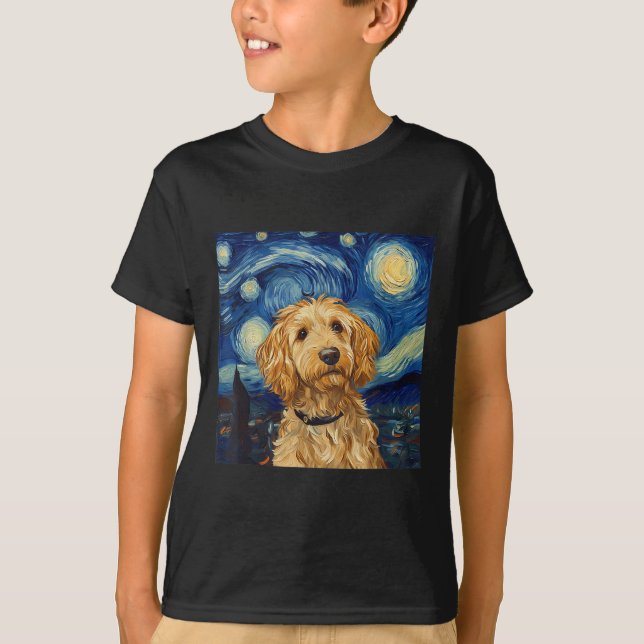 Goldendoodle Van Gogh Starry Night  T-Shirt (Front)