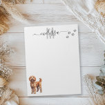 Goldendoodle Watercolor Monogram Personalized  Notepad<br><div class="desc">This design may be personalized in the area provided by changing the photo and/or text. Or it can be customized by clicking Personalize this Template and then choosing the click to customize further option and delete or change the colour of the background, add text, change the text colour or style,...</div>