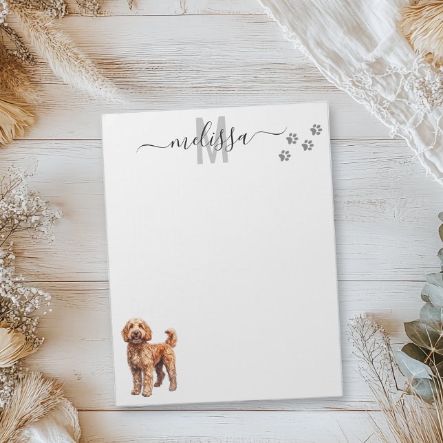 Goldendoodle Watercolor Monogram Personalized  Notepad (Creator Uploaded)