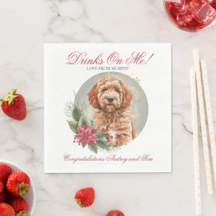 Goldendoodle Wedding Napkins with Dog Photo