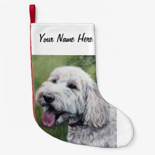 Goldendoodle white puppy small christmas stocking