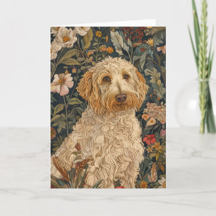 Goldendoodle William Morris Style Floral Thank You Card