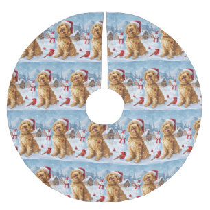 Goldendoodle Winter Wonderland Christmas Joy Brushed Polyester Tree Skirt