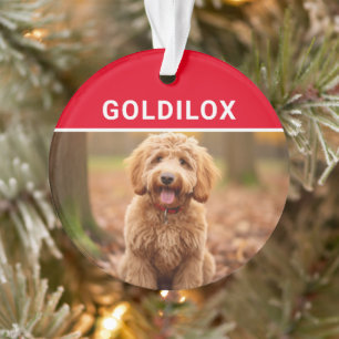 Goldendoodle with Dog's Name Photo Christmas Ornament
