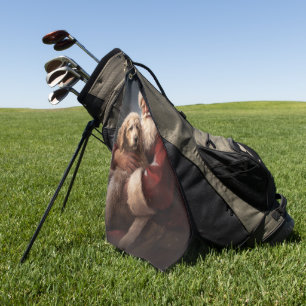 Goldendoodle With Santa Claus Festive Christmas Golf Towel