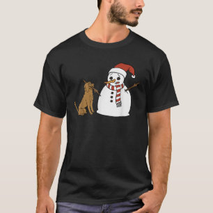 Goldendoodle With Snowman Christmas  Dog T-Shirt