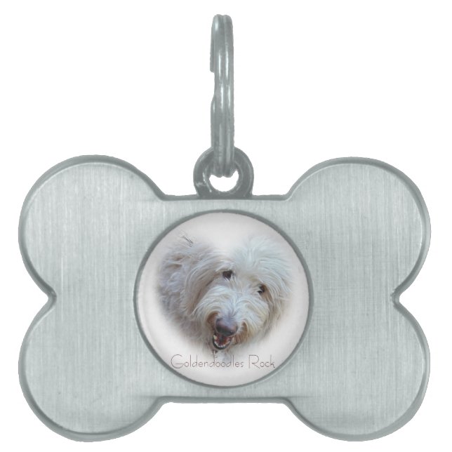 Goldendoodles Rock Bone shape Pet name tag (Front)
