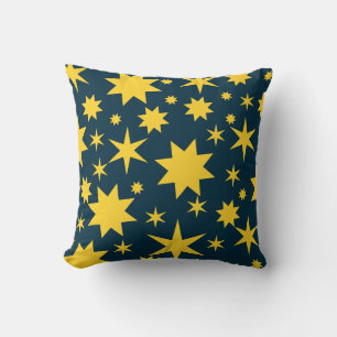 Goldene Sterne in dunkler Nacht Throw Pillow