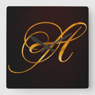 Goldener Buchstabe A im Vintage Design Square Wall Clock