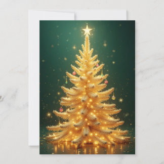 Goldener Weihnachtsbaum mit Ornamenten Invitation