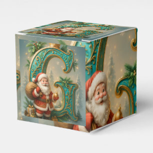 Goldenes Initial G mit Weihnachtsmann und Krone Favor Box