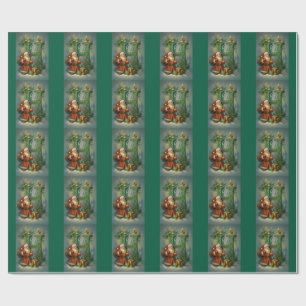 Goldenes Initial H mit Weihnachtsmann und Krone Wrapping Paper